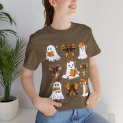 Halloween Ghosts Reading, Funny Halloween Ghost Crew Shirt For Women, Girl, Reading Lover