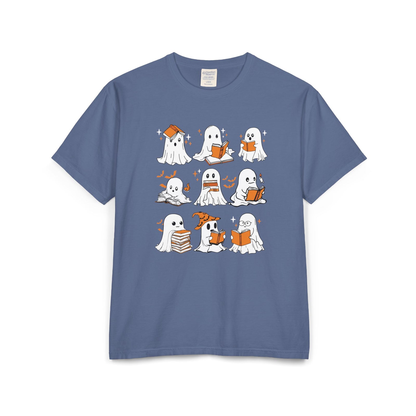 Comfort Colors T-shirt, Halloween Ghost Book Club T-Shirt, Cute Reading Ghosts Halloween T-shirt