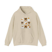 Halloween Ghost Reading Books Hoodie — Cute Ghosts with Orange Coquette Bows Sweatshirt