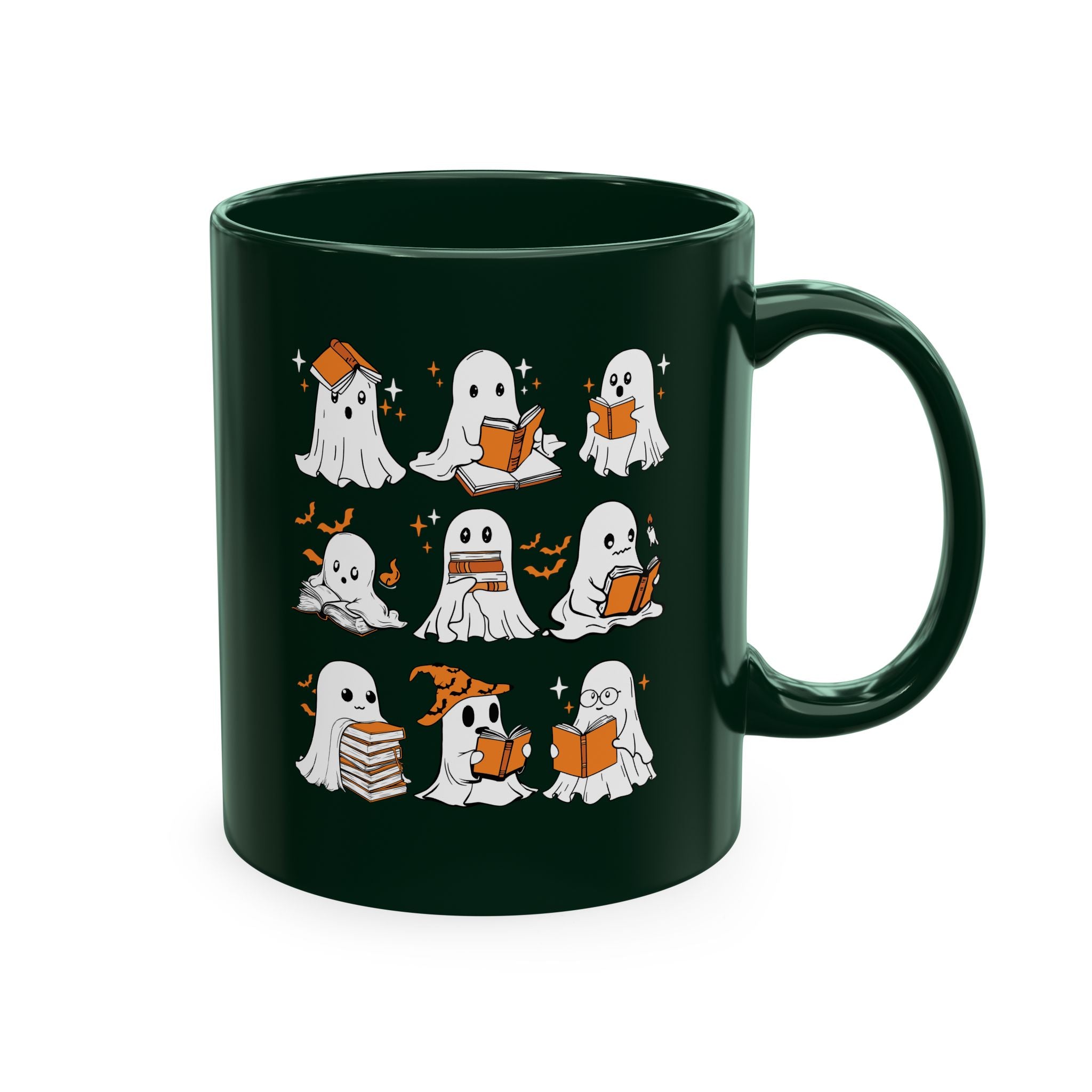 Funny Ghosts Reading Books, 11 oz Ceramic Mug, Halloween Mug Gifts For Reading Lovers
