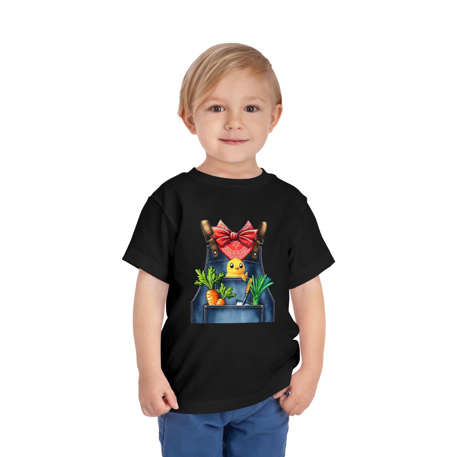 Toddler Tee — Chick in Overalls with Carrots Cute Spring Easter Shirt