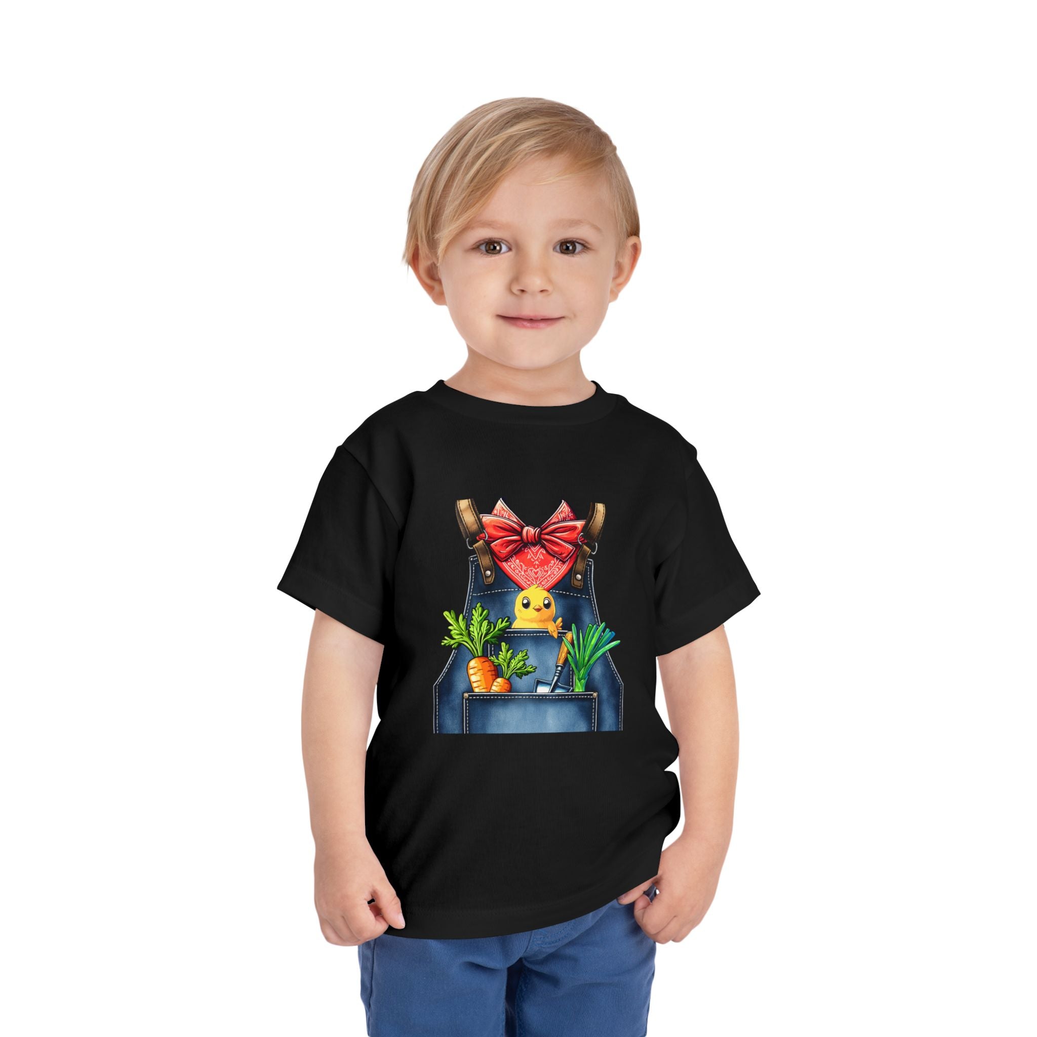 Toddler Tee — Chick in Overalls with Carrots Cute Spring Easter Shirt