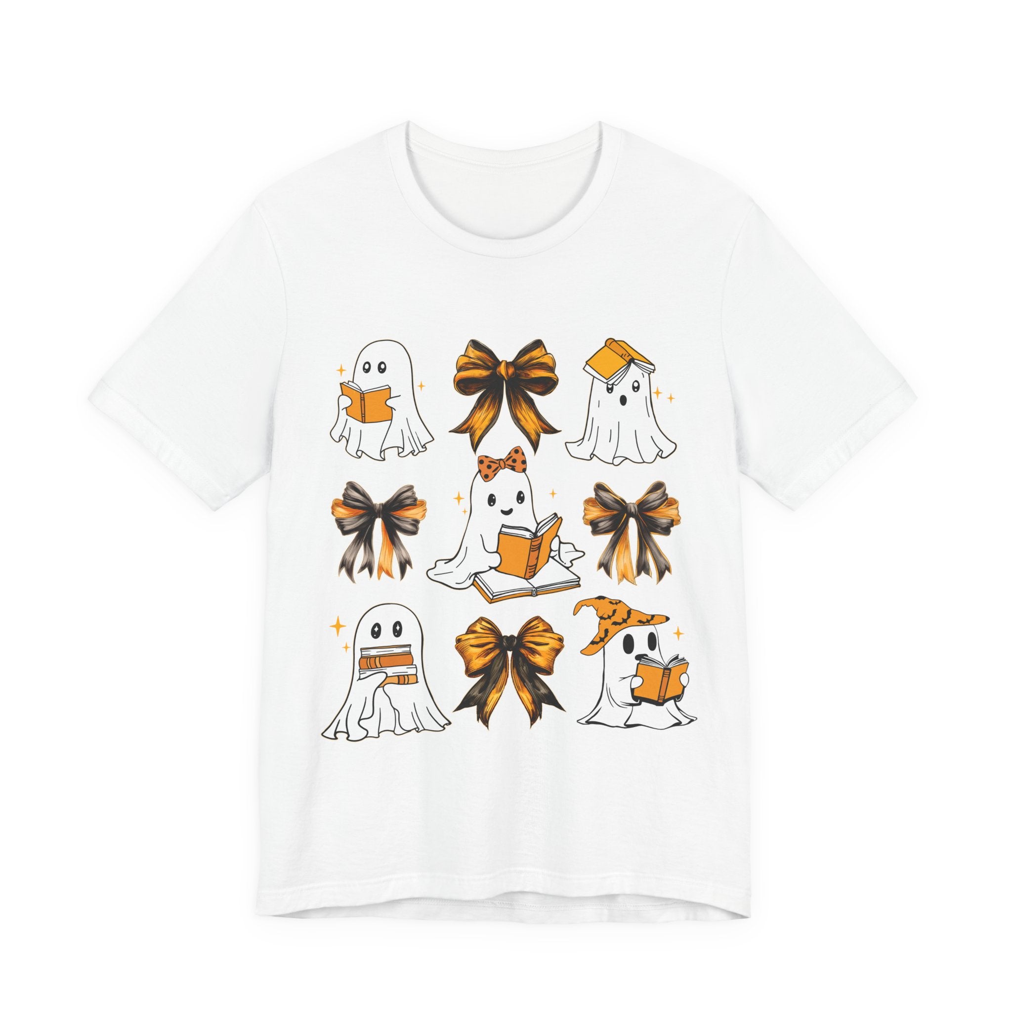 Halloween Ghosts Reading, Funny Halloween Ghost Crew Shirt For Women, Girl, Reading Lover