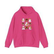Halloween Ghost Reading Books Hoodie — Cute Ghosts with Orange Coquette Bows Sweatshirt