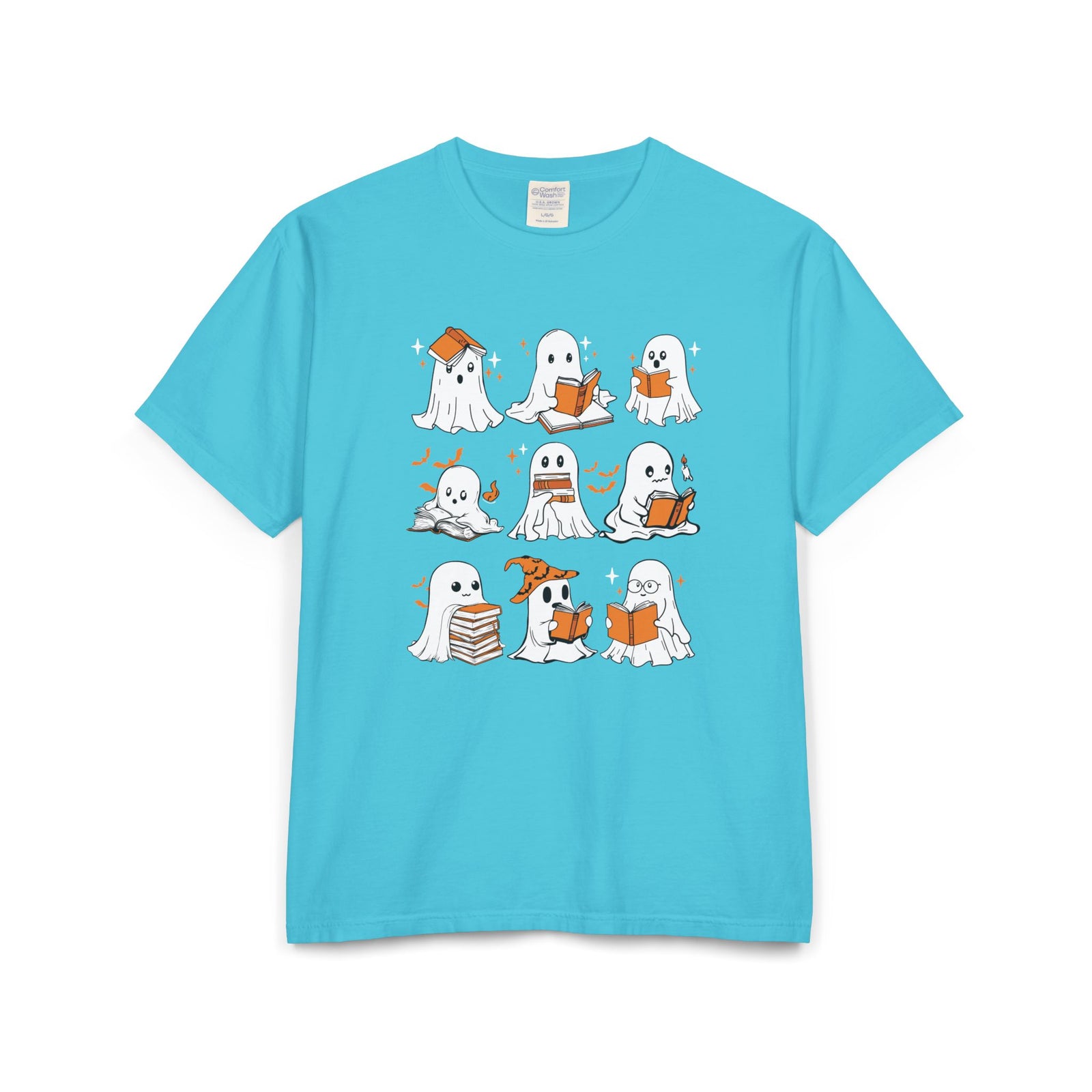 Comfort Colors T-shirt, Halloween Ghost Book Club T-Shirt, Cute Reading Ghosts Halloween T-shirt
