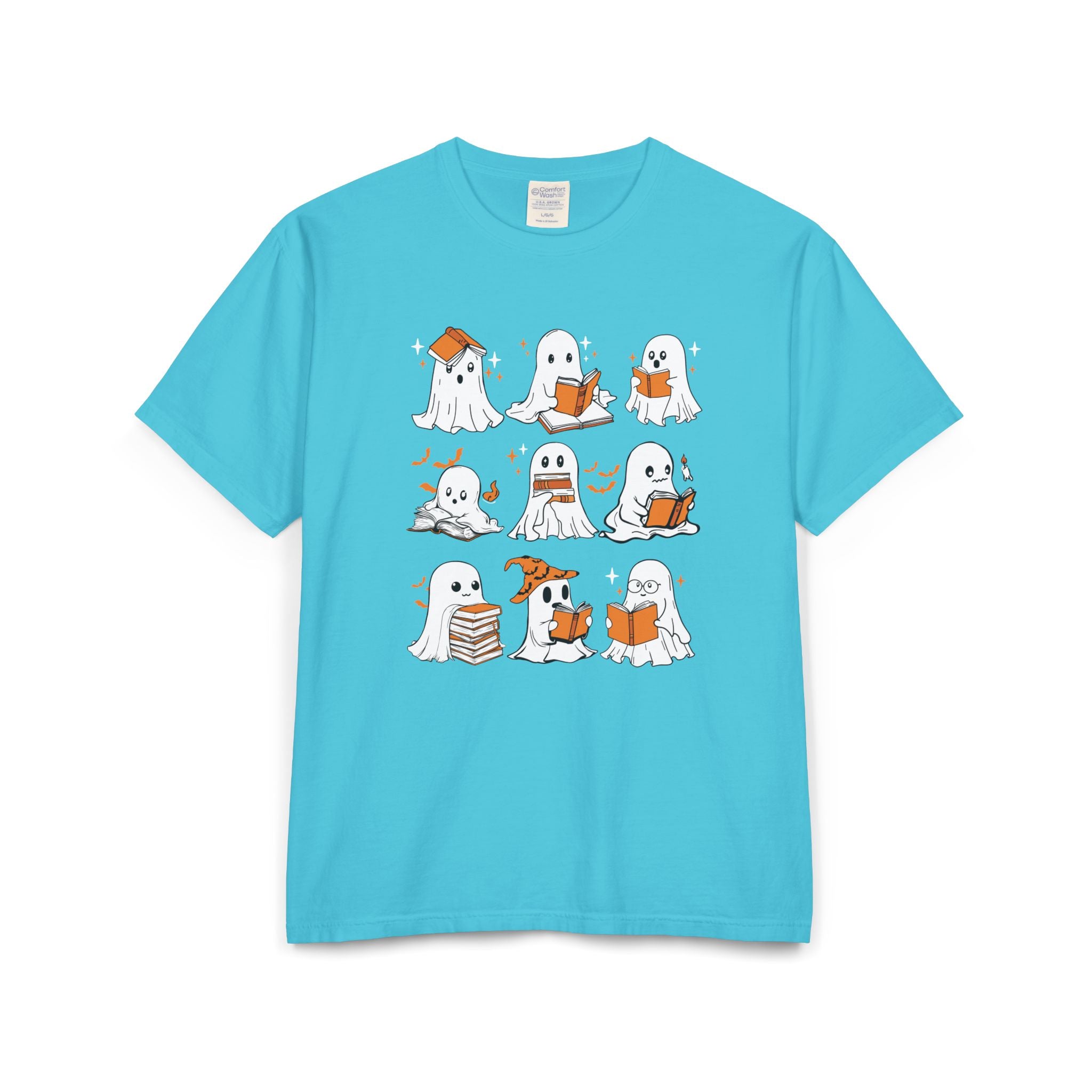 Comfort Colors T-shirt, Halloween Ghost Book Club T-Shirt, Cute Reading Ghosts Halloween T-shirt