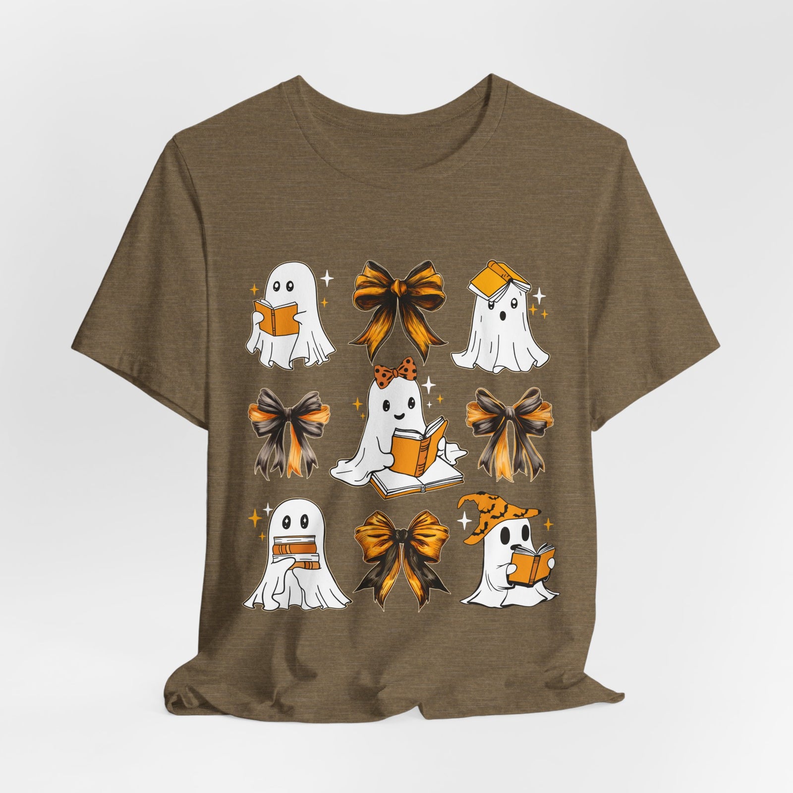 Halloween Ghosts Reading, Funny Halloween Ghost Crew Shirt For Women, Girl, Reading Lover