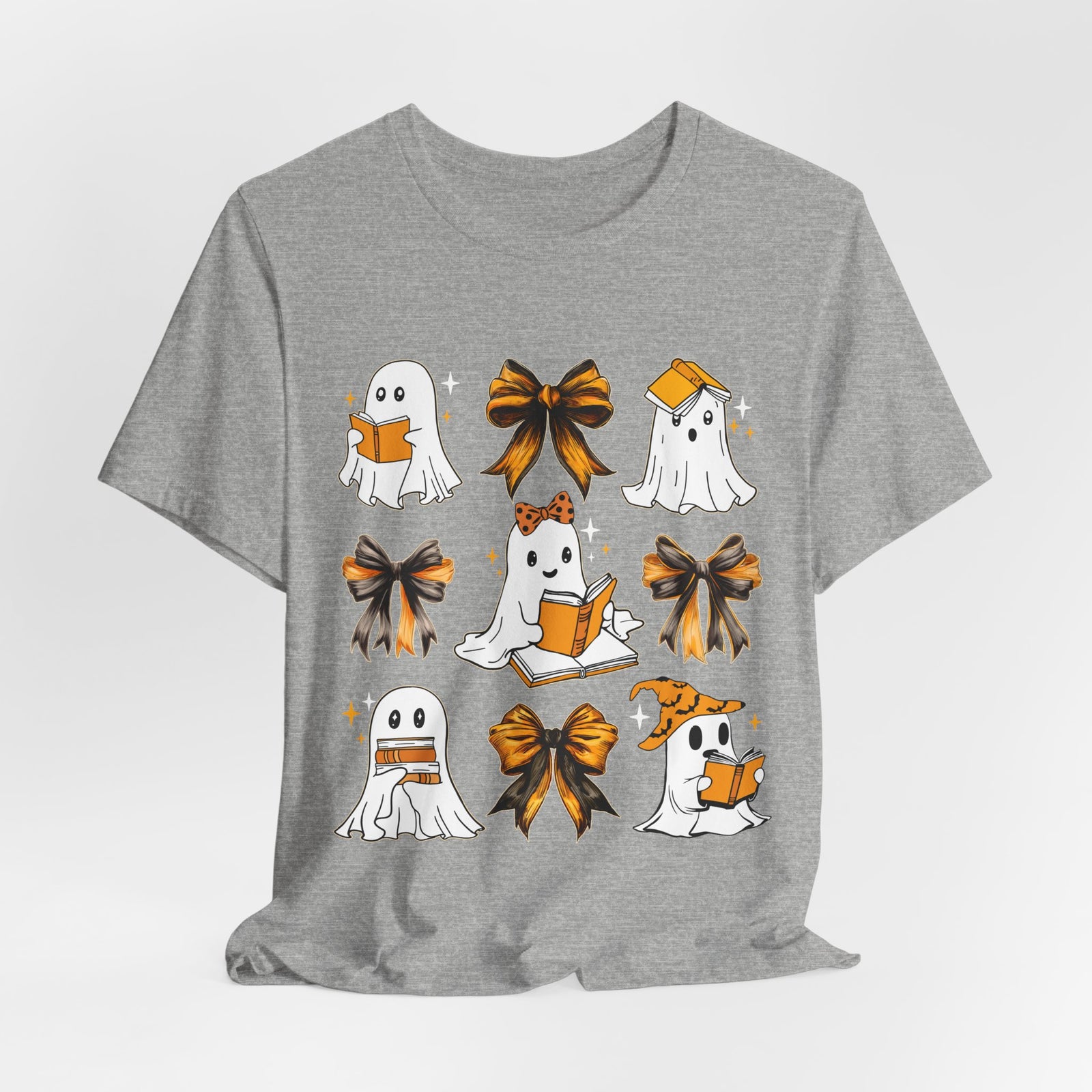 Halloween Ghosts Reading, Funny Halloween Ghost Crew Shirt For Women, Girl, Reading Lover