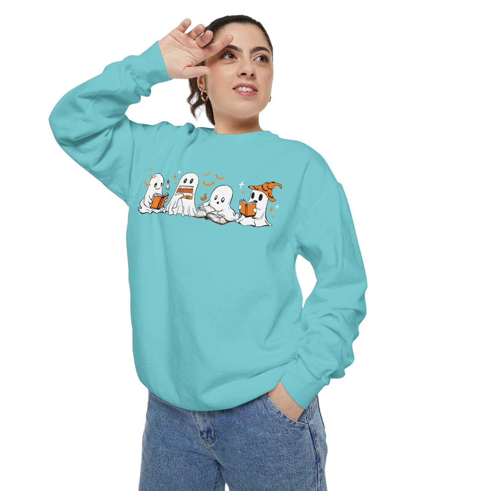 Halloween Ghost Squad Comfort Colors Sweatshirt — Halloween Reading Ghosts