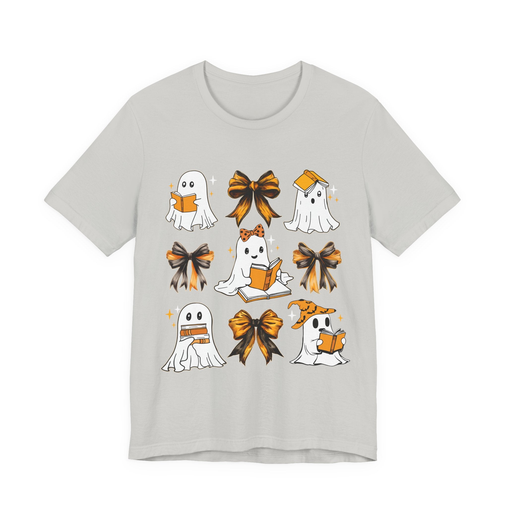 Halloween Ghosts Reading, Funny Halloween Ghost Crew Shirt For Women, Girl, Reading Lover