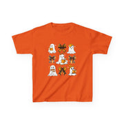 Kids Halloween Ghosts T‑Shirt — Cute Ghosts & Orange Bows Kids Tee