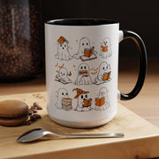 Halloween Ghost Reading Coffee Mug – Cute Spooky Booklover Accent Mug (11/15oz)