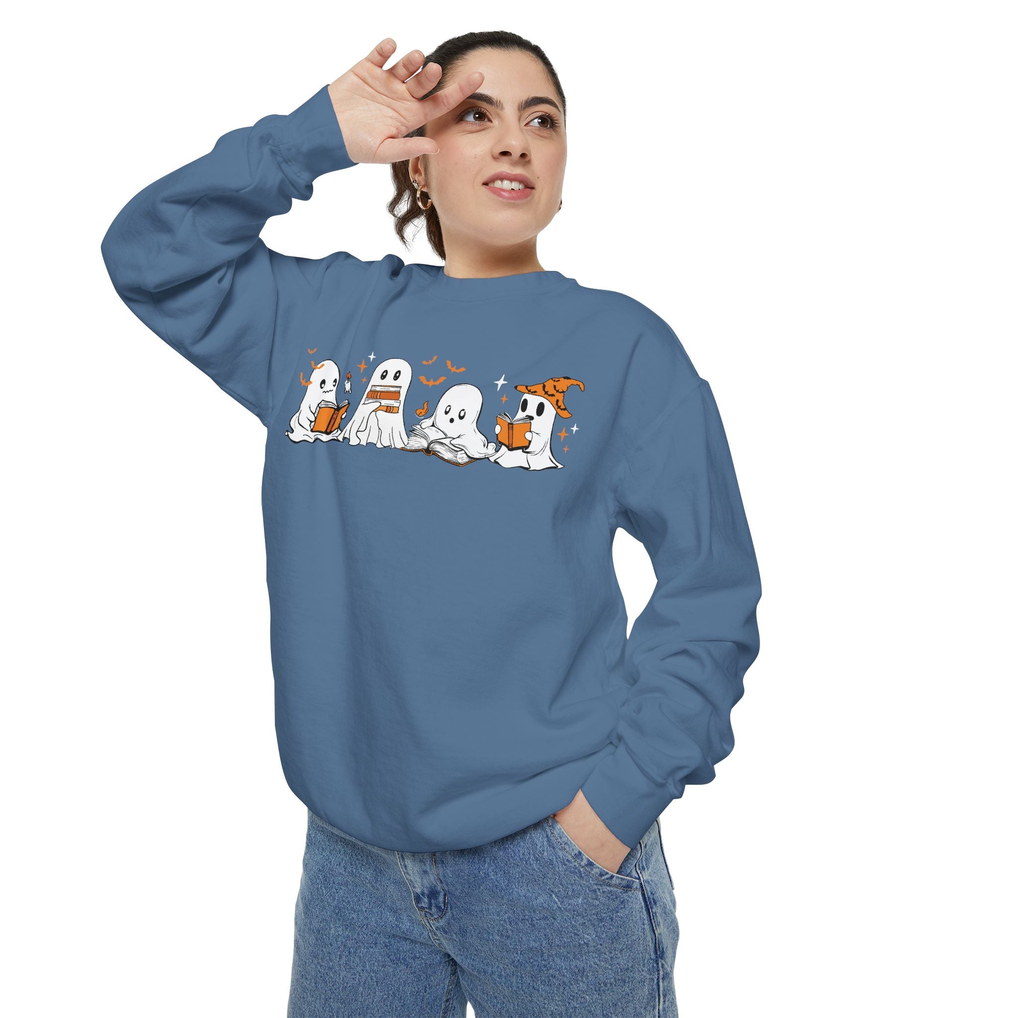 Halloween Ghost Squad Comfort Colors Sweatshirt — Halloween Reading Ghosts