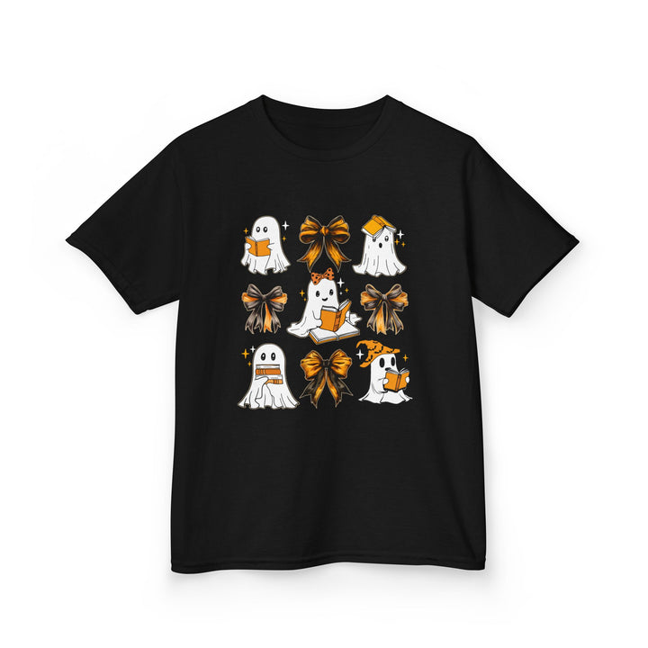 Kids Halloween Ghosts T‑Shirt — Cute Ghosts & Orange Bows Kids Tee