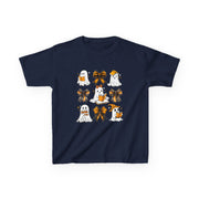 Kids Halloween Ghosts T‑Shirt — Cute Ghosts & Orange Bows Kids Tee