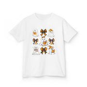 Kids Halloween Ghosts T‑Shirt — Cute Ghosts & Orange Bows Kids Tee