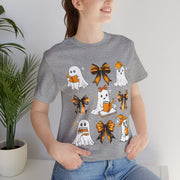 Halloween Ghosts Reading, Funny Halloween Ghost Crew Shirt For Women, Girl, Reading Lover