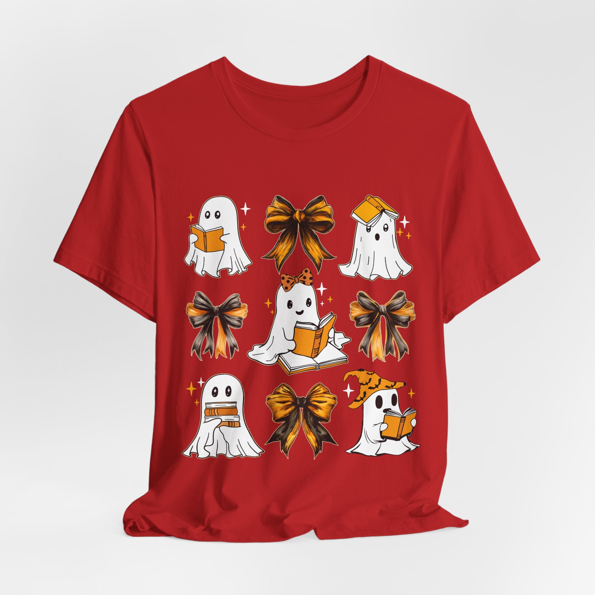 Halloween Ghosts Reading, Funny Halloween Ghost Crew Shirt For Women, Girl, Reading Lover