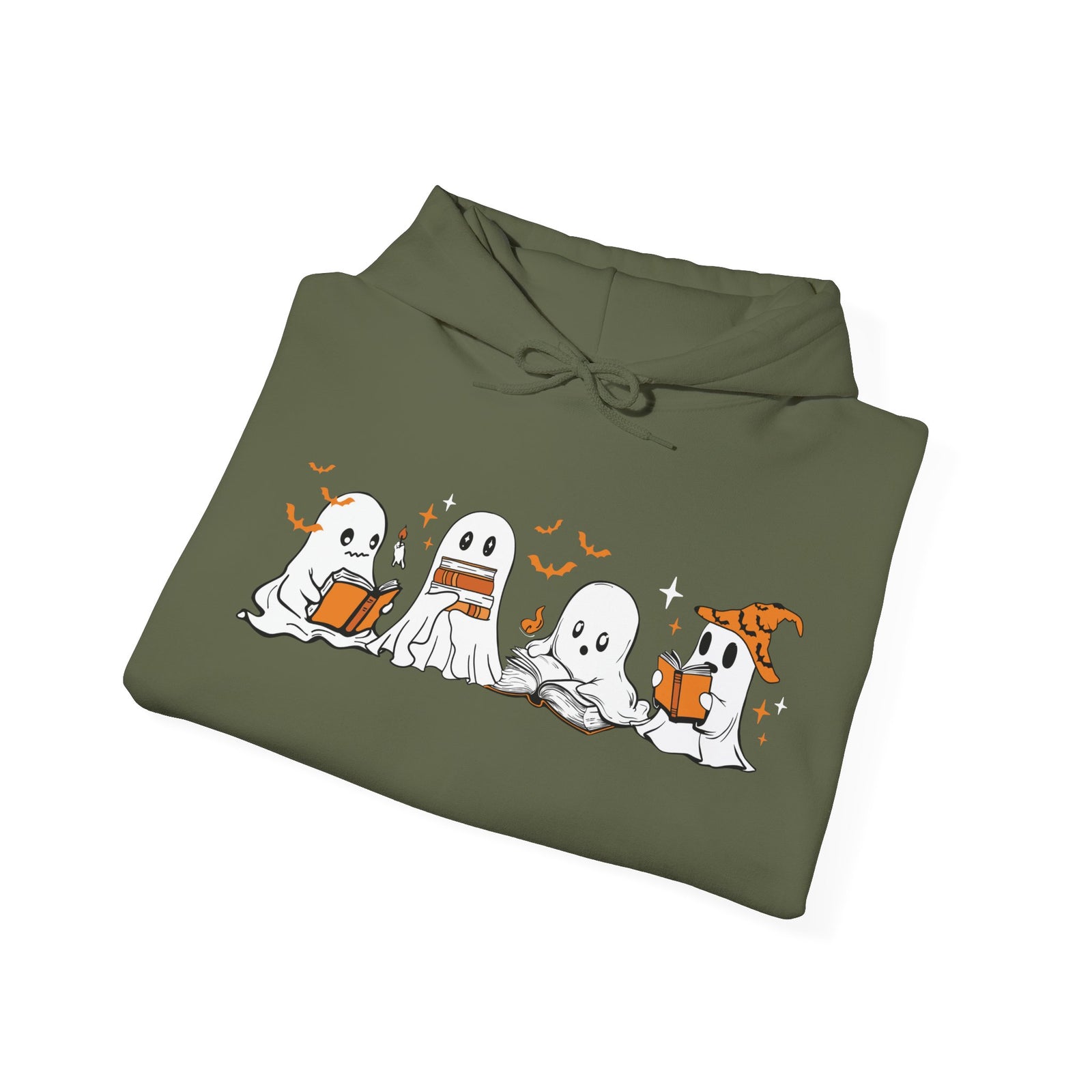Ghosts Reading Hoodie, Cute Halloween Book Club Cotton Sweatshirt
