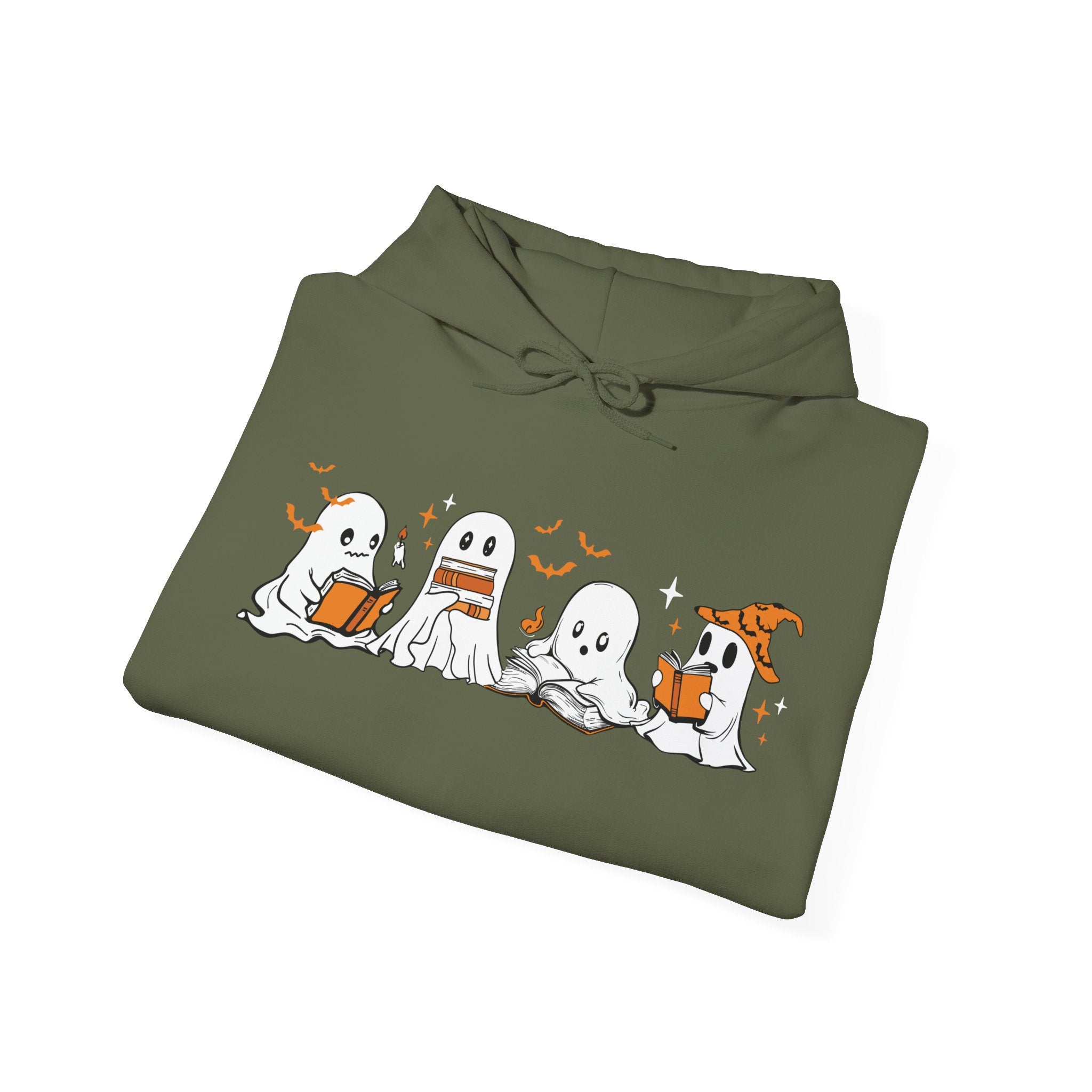 Ghosts Reading Hoodie, Cute Halloween Book Club Cotton Sweatshirt