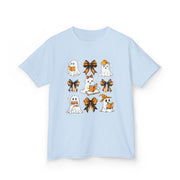 Kids Halloween Ghosts T‑Shirt — Cute Ghosts & Orange Bows Kids Tee