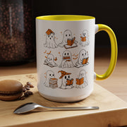 Halloween Ghost Reading Coffee Mug – Cute Spooky Booklover Accent Mug (11/15oz)