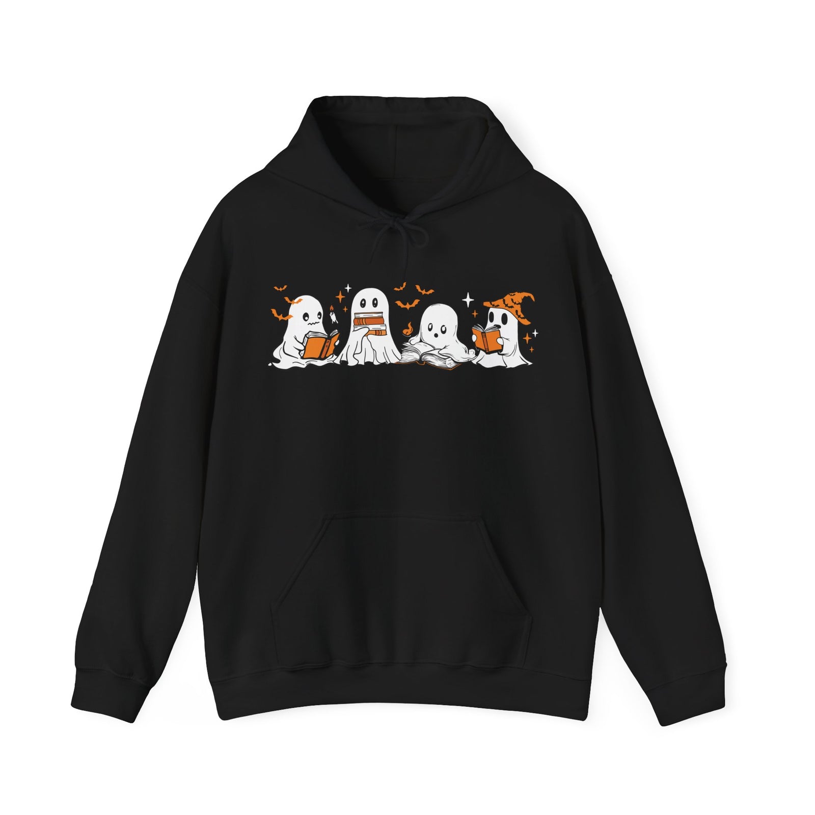 Ghosts Reading Hoodie, Cute Halloween Book Club Cotton Sweatshirt