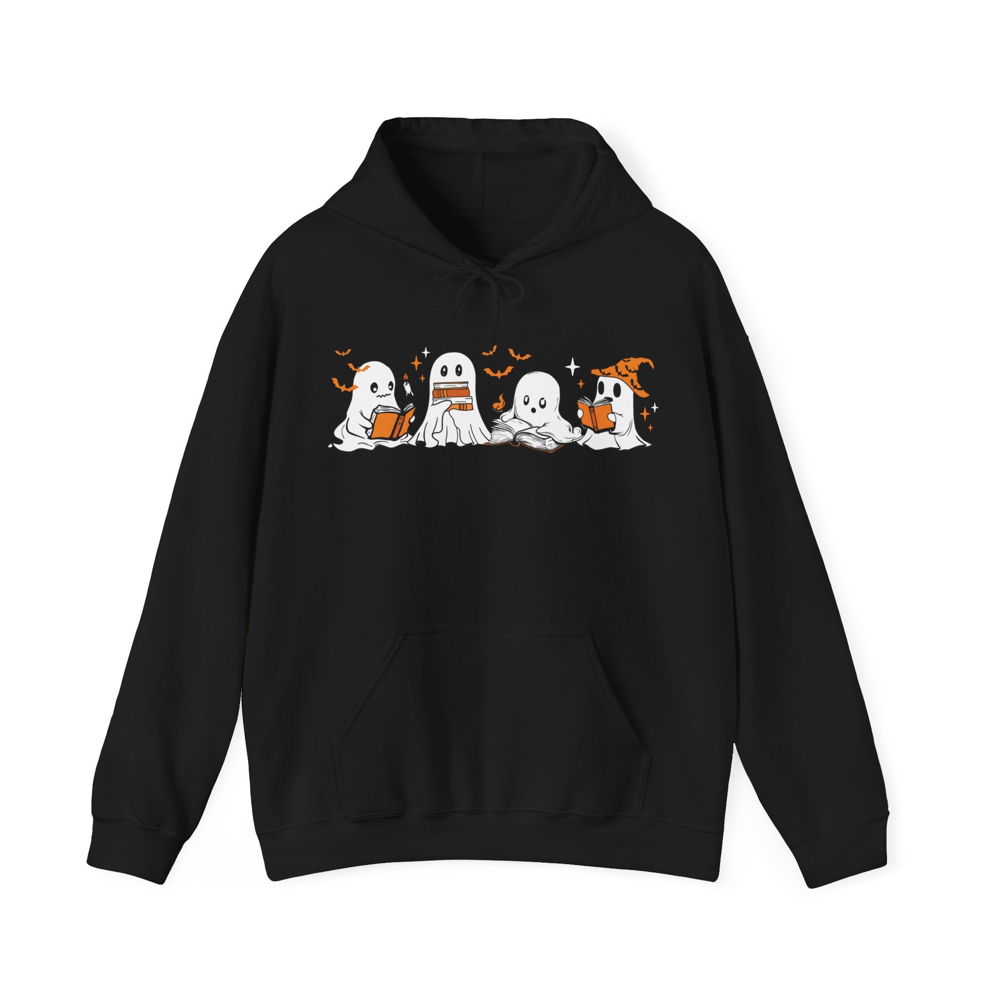 Ghosts Reading Hoodie, Cute Halloween Book Club Cotton Sweatshirt