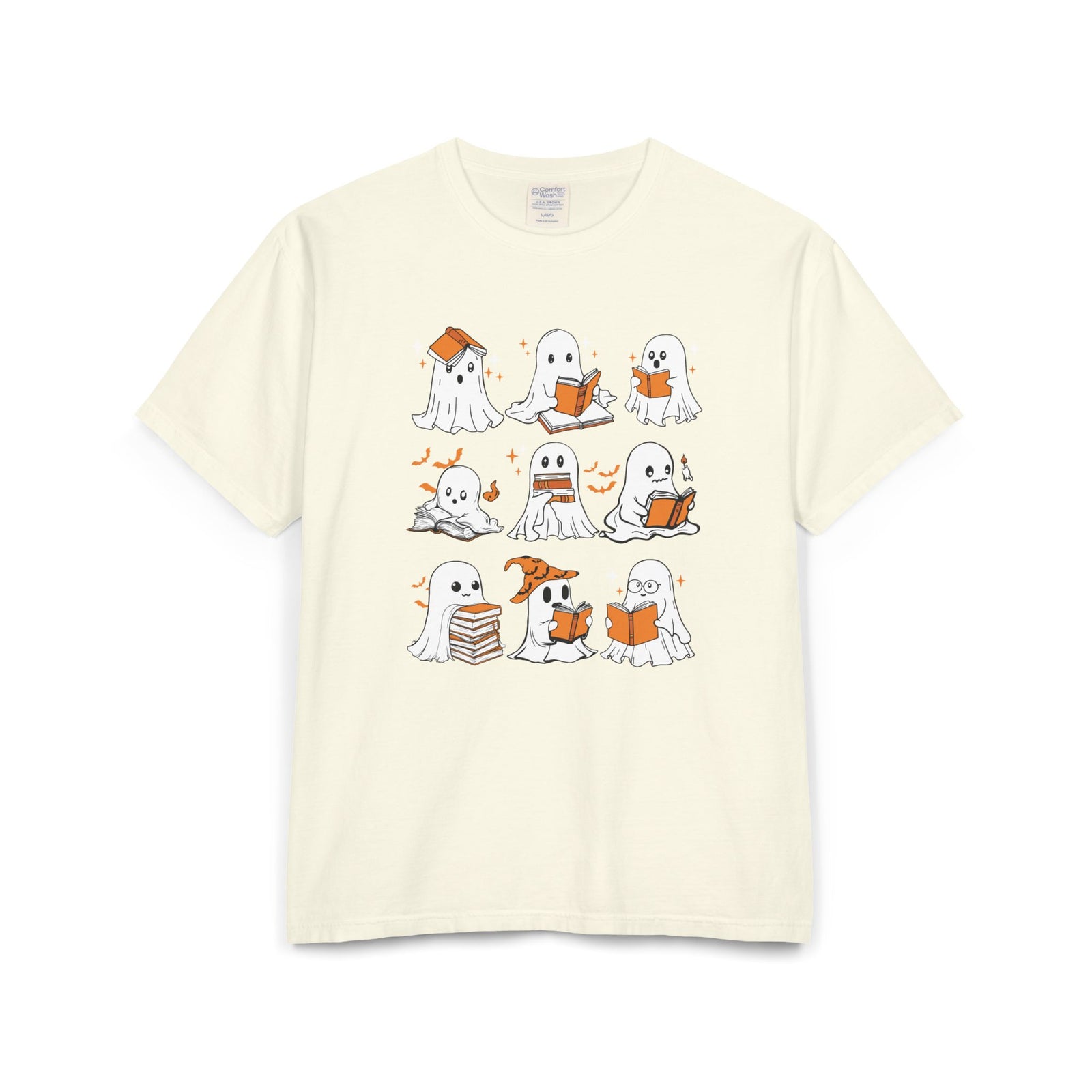 Comfort Colors T-shirt, Halloween Ghost Book Club T-Shirt, Cute Reading Ghosts Halloween T-shirt