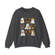 Halloween Ghosts & Bows Sweatshirt — Cute Orange Ghost Crewneck