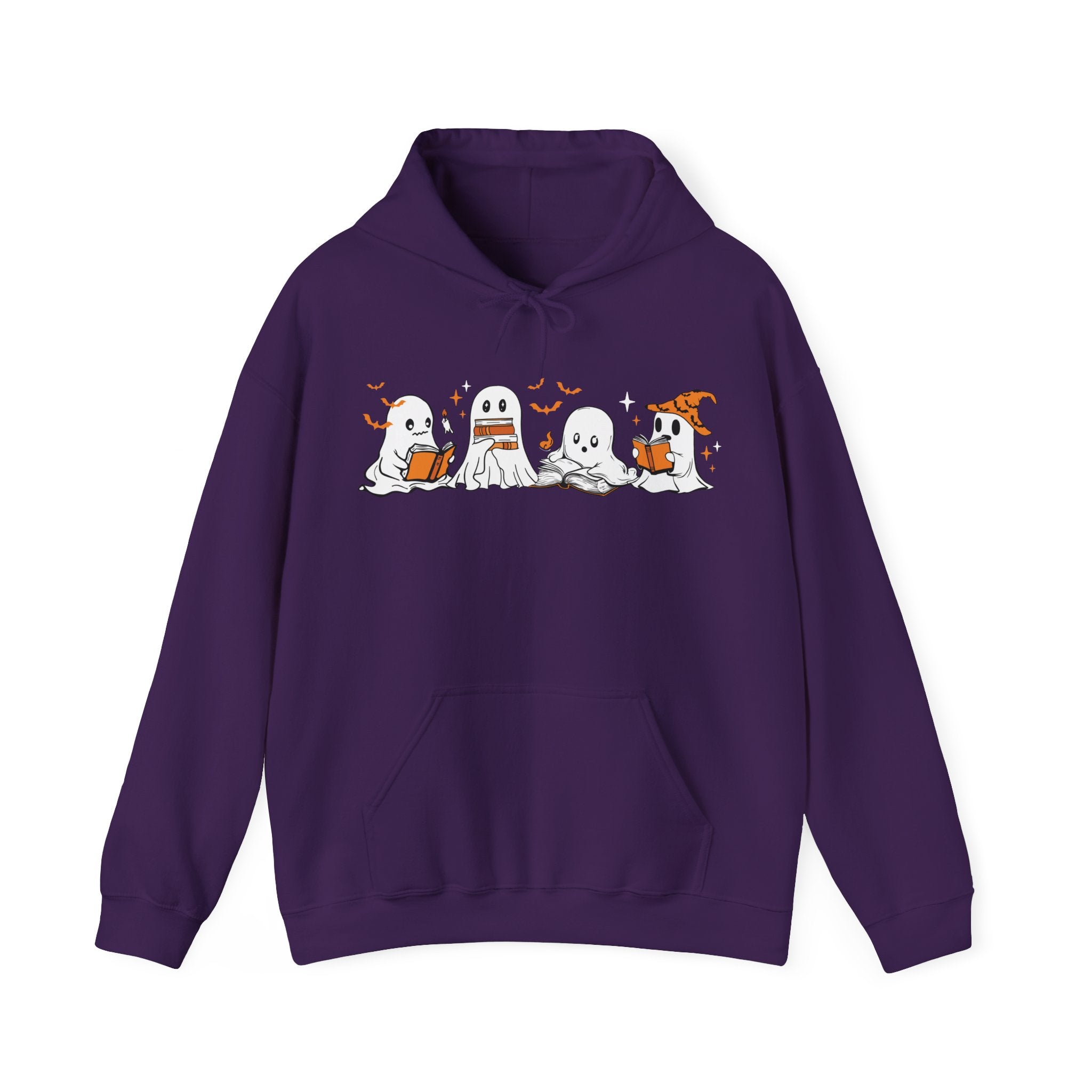 Ghosts Reading Hoodie, Cute Halloween Book Club Cotton Sweatshirt