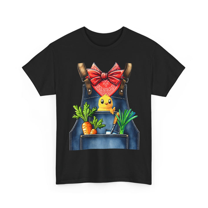 Garden Chick in Overalls T‑Shirt — Spring Gardening - Halloween Pretend I'm A Farmer