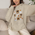 Halloween Ghost Reading Books Hoodie — Cute Ghosts with Orange Coquette Bows Sweatshirt