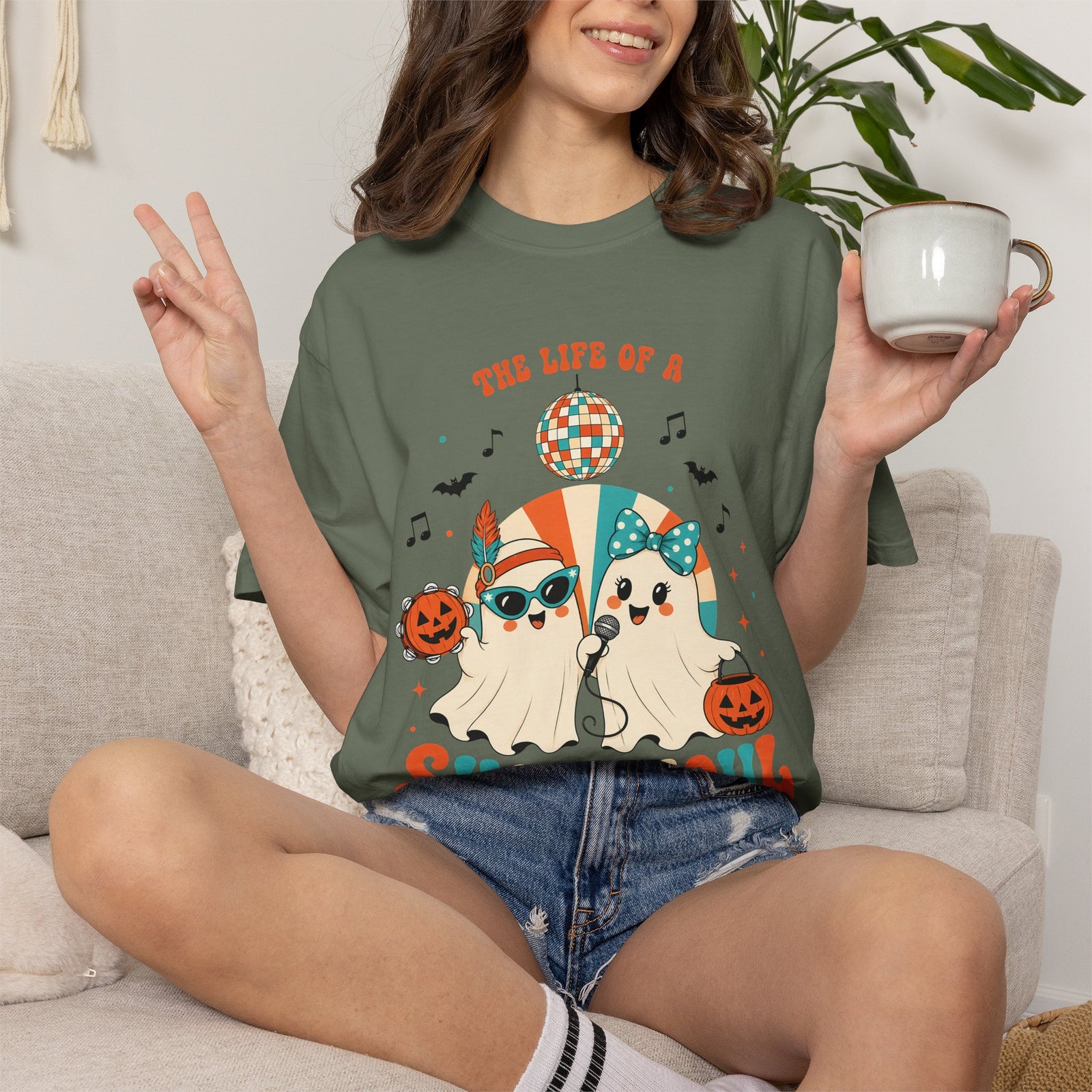 Comfort Color Birthday Shirt, The Life of a Showghoul Halloween Ghost, Funny Halloween shirt