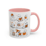 Halloween Ghost Reading Coffee Mug – Cute Spooky Booklover Accent Mug (11/15oz)