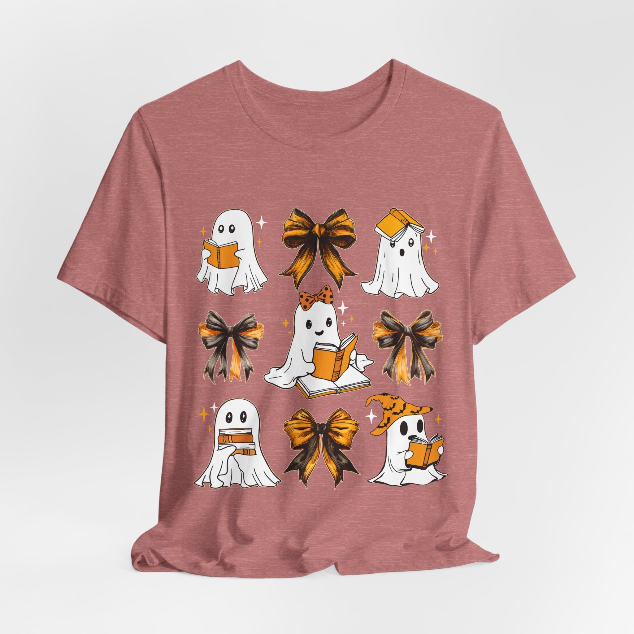 Halloween Ghosts Reading, Funny Halloween Ghost Crew Shirt For Women, Girl, Reading Lover