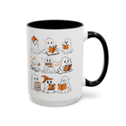 Halloween Ghost Reading Coffee Mug – Cute Spooky Booklover Accent Mug (11/15oz)