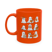 Funny Ghosts Reading Books, 11 oz Ceramic Mug, Halloween Mug Gifts For Reading Lovers