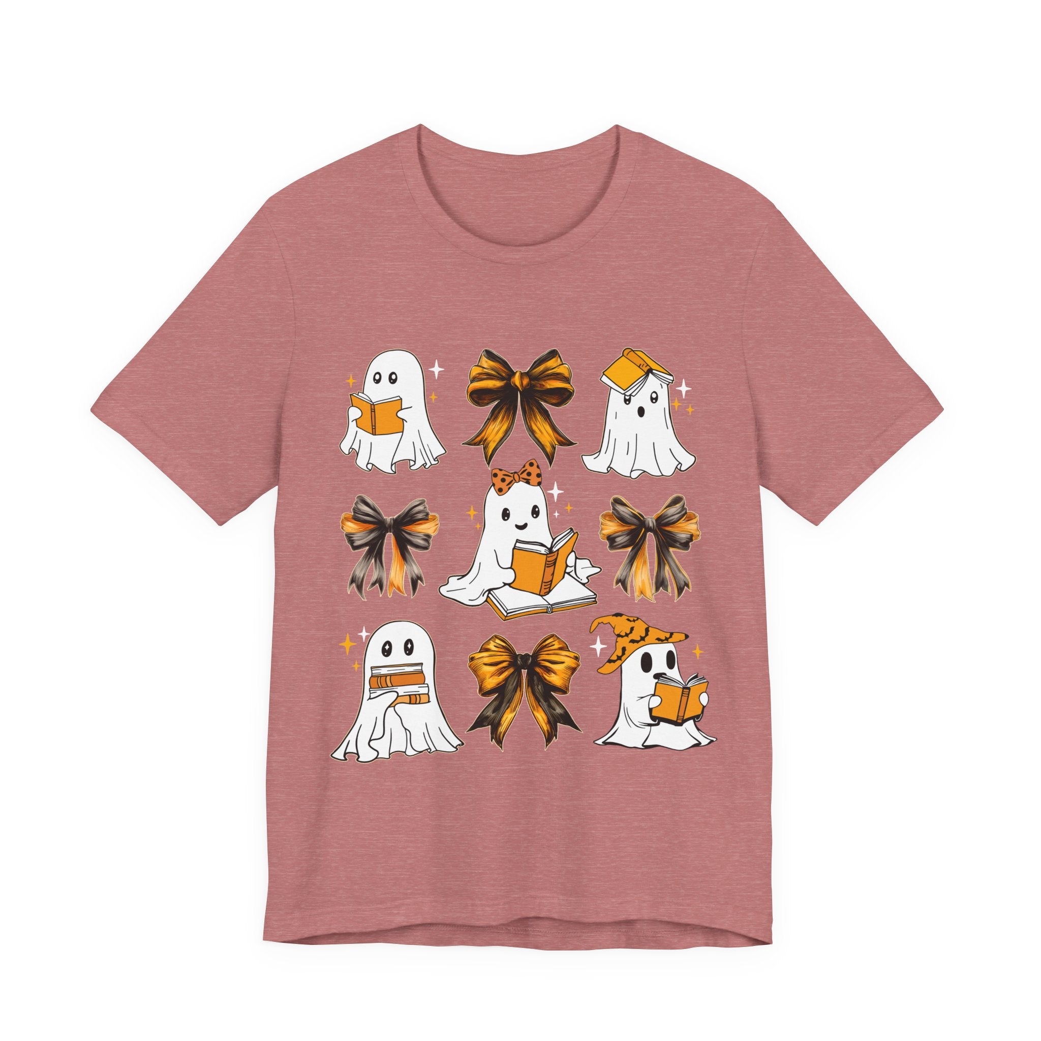 Halloween Ghosts Reading, Funny Halloween Ghost Crew Shirt For Women, Girl, Reading Lover