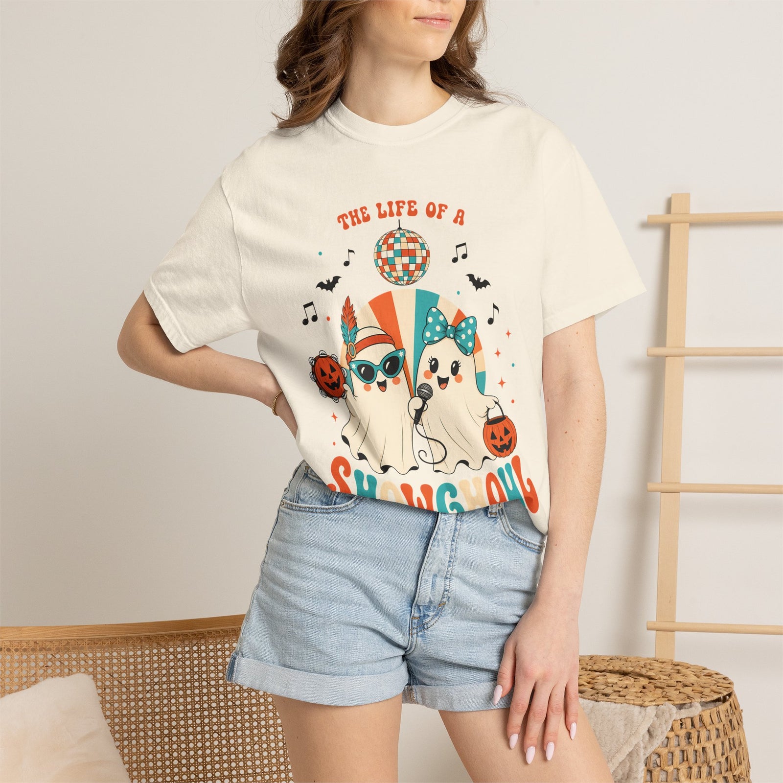 Comfort Color Birthday Shirt, The Life of a Showghoul Halloween Ghost, Funny Halloween shirt