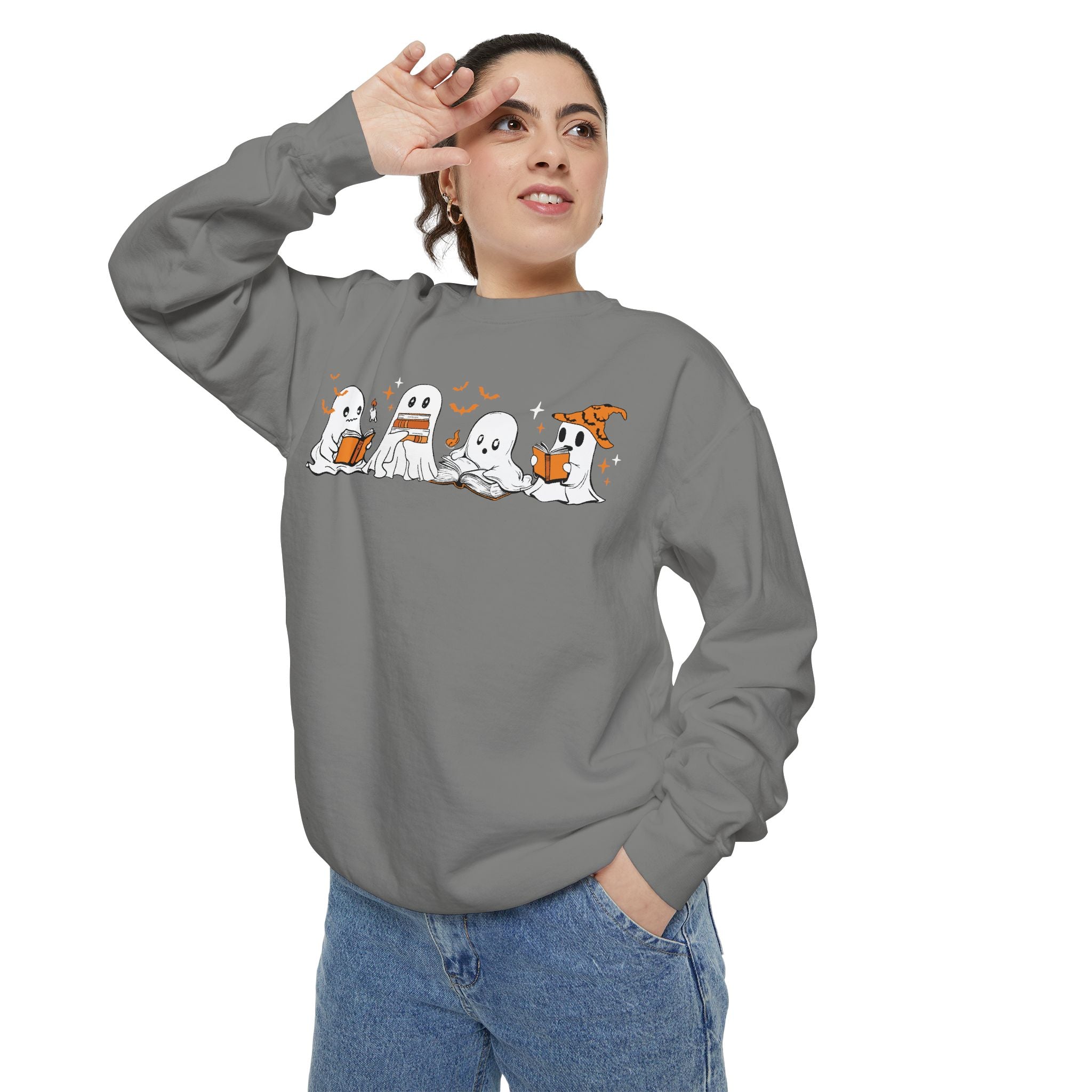 Halloween Ghost Squad Comfort Colors Sweatshirt — Halloween Reading Ghosts