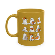 Funny Ghosts Reading Books, 11 oz Ceramic Mug, Halloween Mug Gifts For Reading Lovers