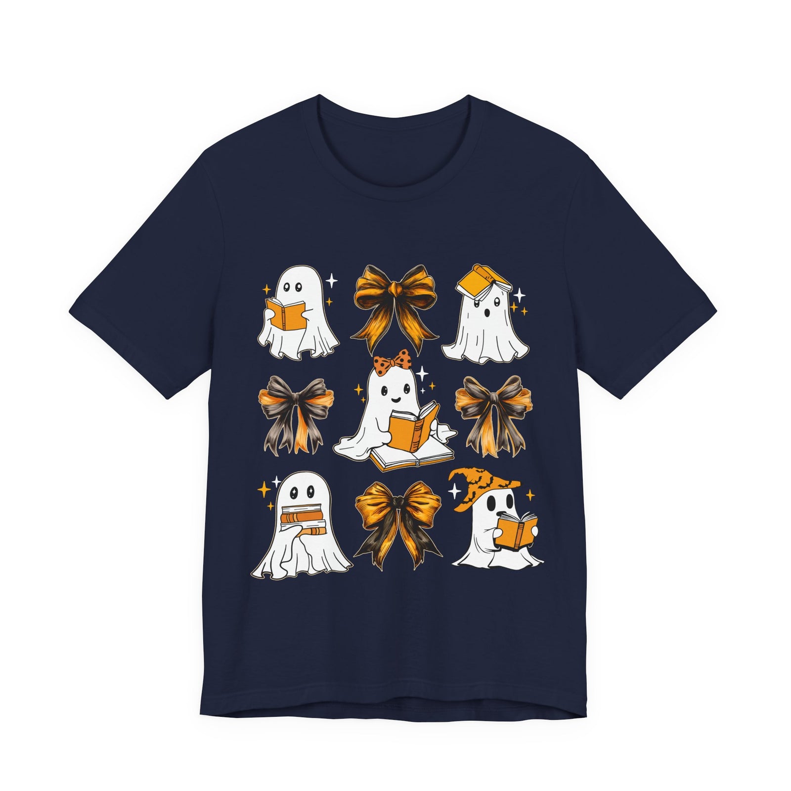 Halloween Ghosts Reading, Funny Halloween Ghost Crew Shirt For Women, Girl, Reading Lover