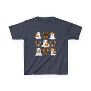Kids Halloween Ghosts T‑Shirt — Cute Ghosts & Orange Bows Kids Tee