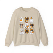 Halloween Ghosts & Bows Sweatshirt — Cute Orange Ghost Crewneck