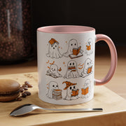 Halloween Ghost Reading Coffee Mug – Cute Spooky Booklover Accent Mug (11/15oz)
