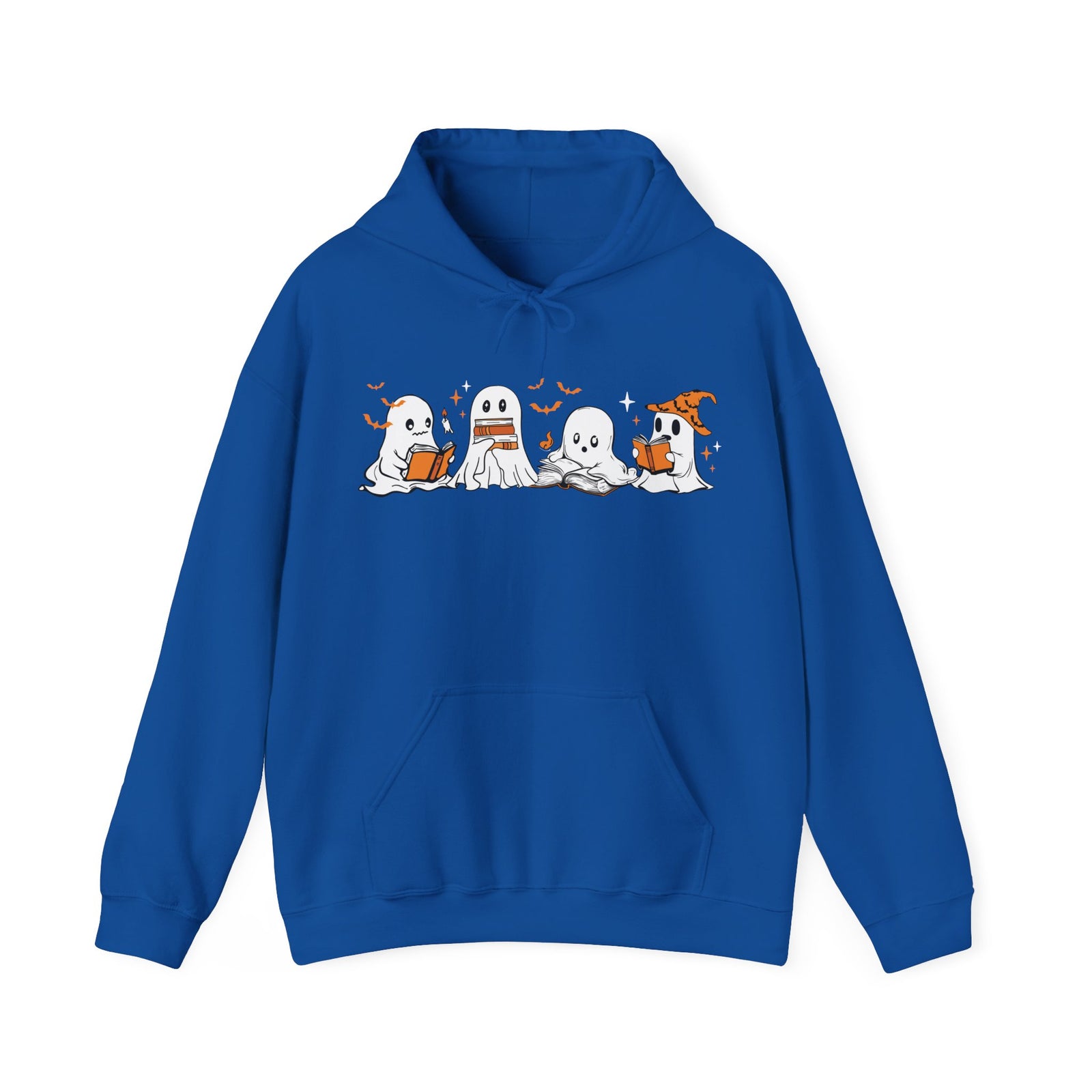 Ghosts Reading Hoodie, Cute Halloween Book Club Cotton Sweatshirt