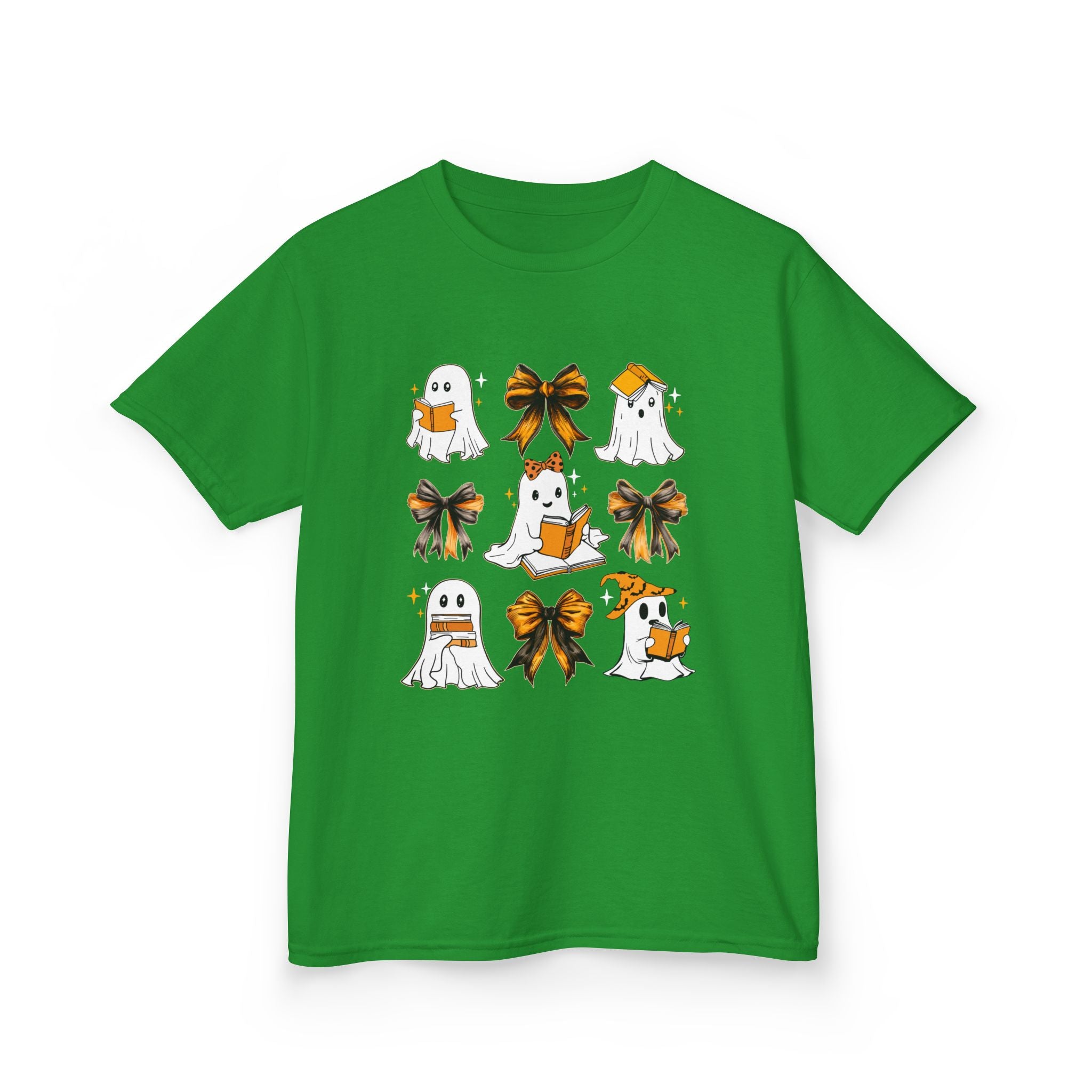 Kids Halloween Ghosts T‑Shirt — Cute Ghosts & Orange Bows Kids Tee