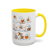 Halloween Ghost Reading Coffee Mug – Cute Spooky Booklover Accent Mug (11/15oz)