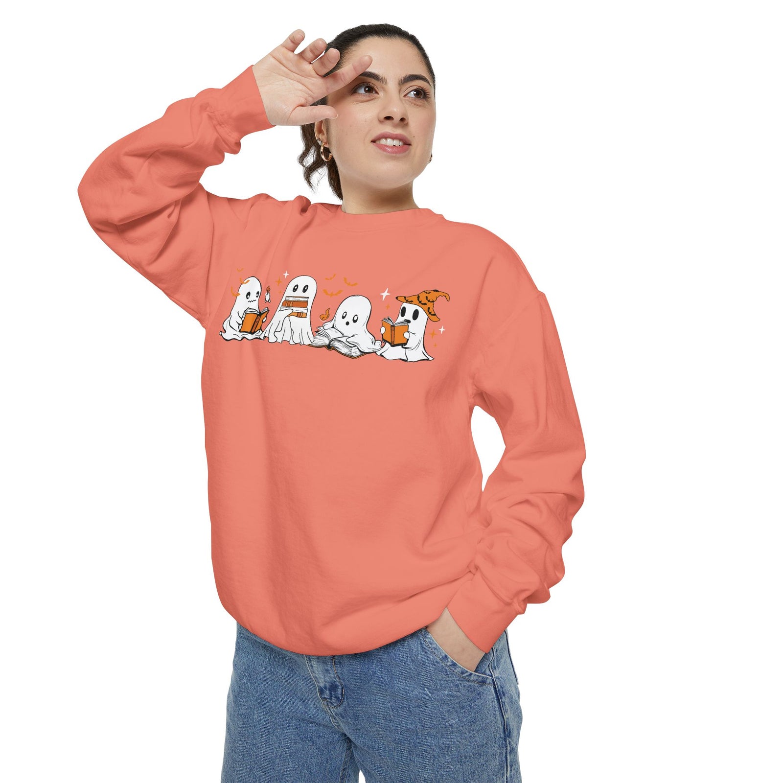 Halloween Ghost Squad Comfort Colors Sweatshirt — Halloween Reading Ghosts